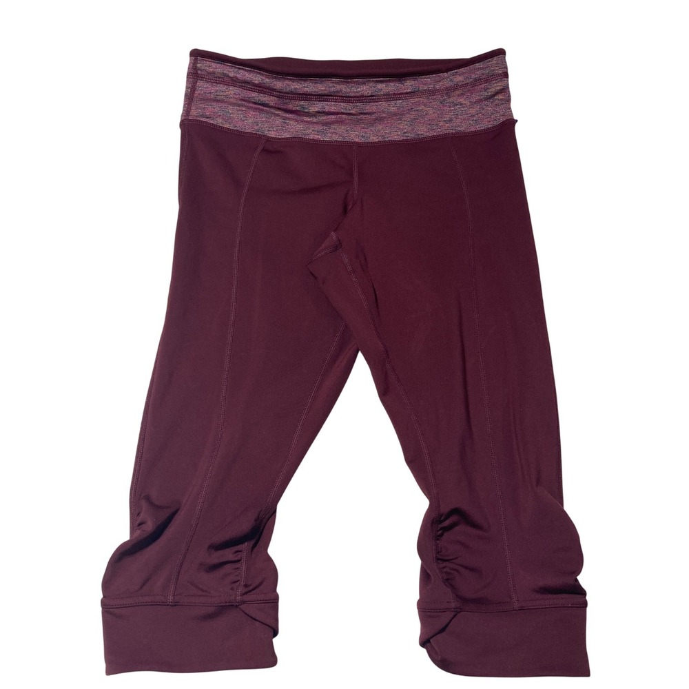 Prana Womens Athleisure Cropped Leggings‎ Yoga Activewear Maroon Size S